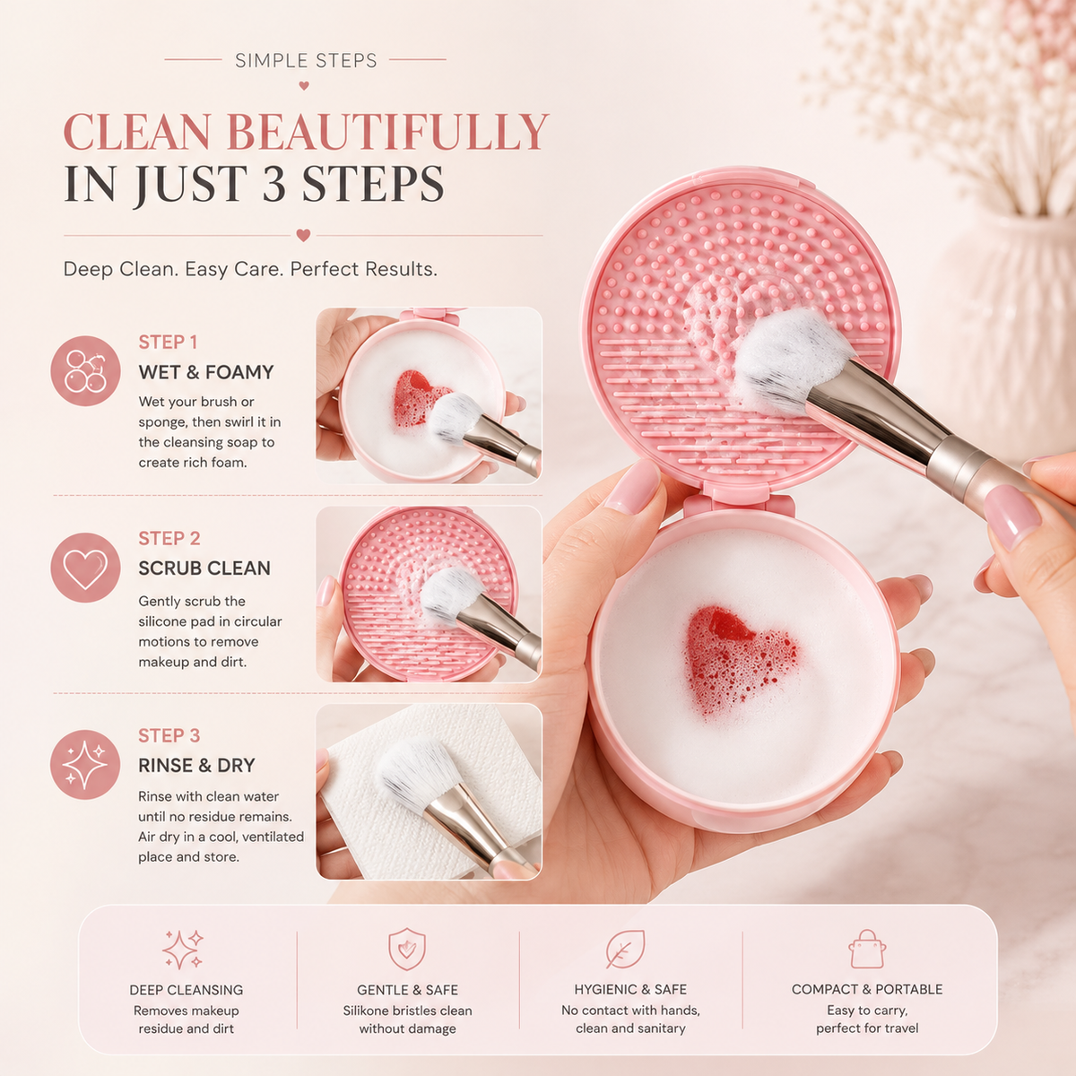 LuxeBrush Deep Clean Soap & Scrub Pad – For Makeup Brushes & Sponges